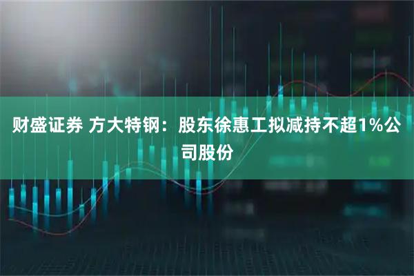 财盛证券 方大特钢:股东徐惠工拟减持不超1%公司股份