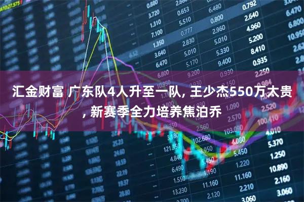 汇金财富 广东队4人升至一队, 王少杰550万太贵, 新赛季全力培养焦泊乔